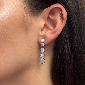 1.99Cttw Baguette & Round Cut Diamond Drop Earrings 18K White Gold